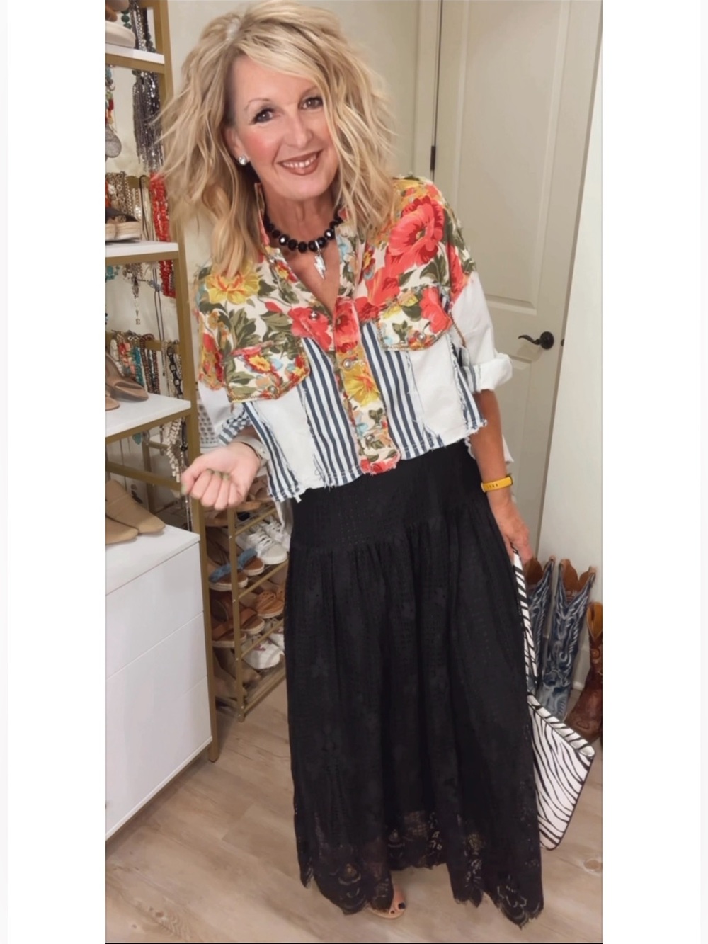 Women's Black Lace Maxi Skirt - Classic Flowy Silhouette
